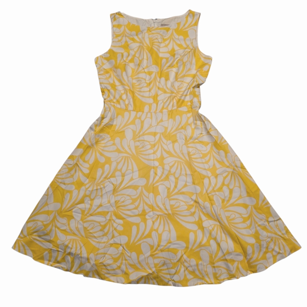 Banana Republic Yellow and White Sleeveless Floral Dress 8